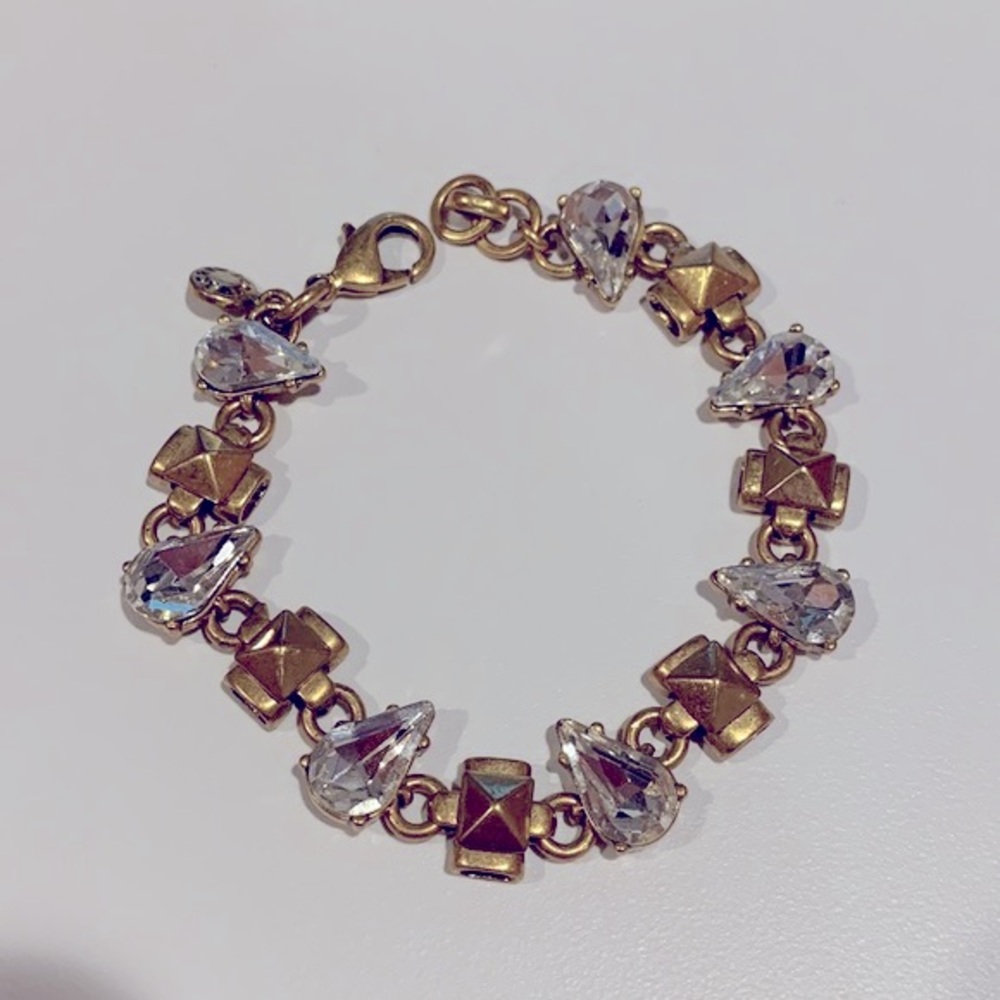 EUC J. CREW Teardrop Crystal and Gold Tone Bracelet
